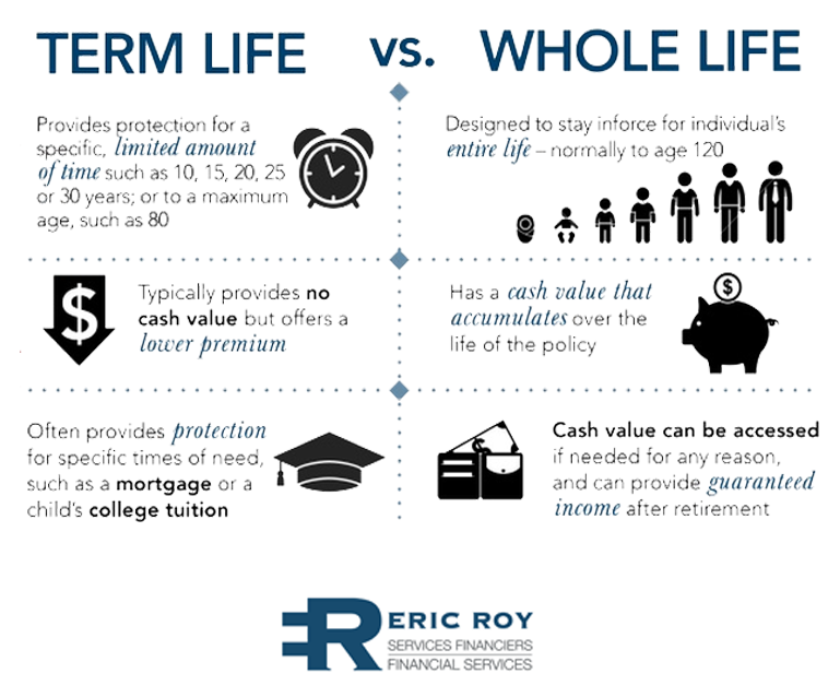 What is the difference between whole and term life insurance?